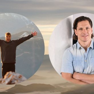 v.l.: Lucio J&uuml;nemann (c) J&uuml;nemann und Leopold Fuchs (c) alpenverein.at ; Hintergrund (c) J&uuml;nemann 